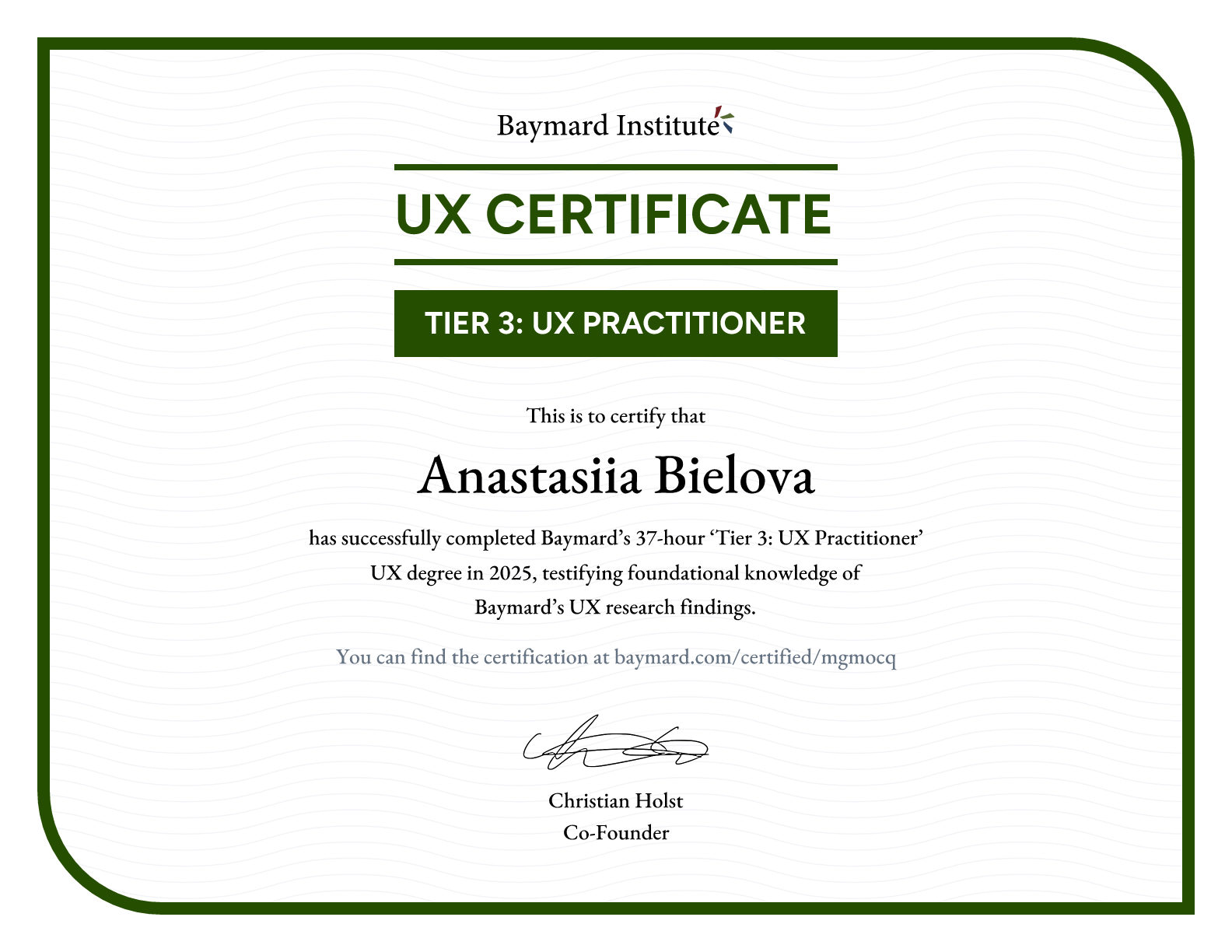  Anastasiia Bielova’s certificate